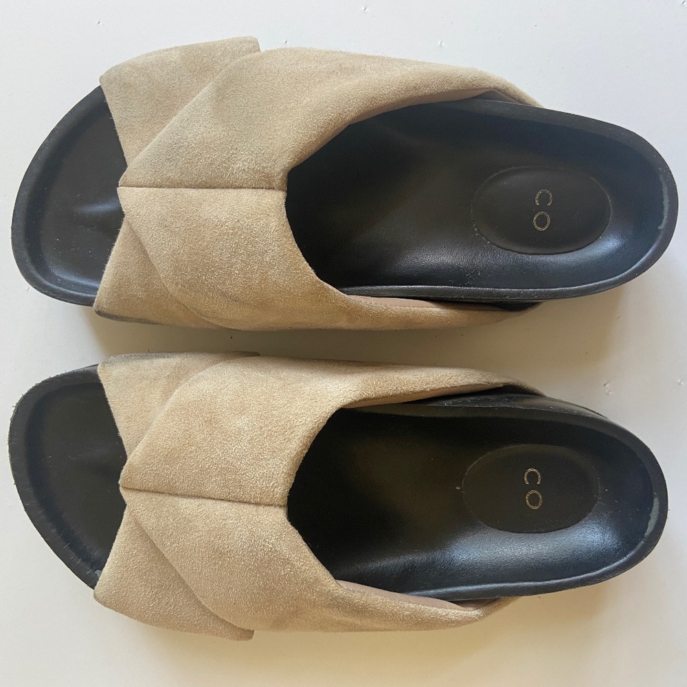 CO Collection Tan Slide Platform Cross Slide in Suede Size 36.5 Size 37
